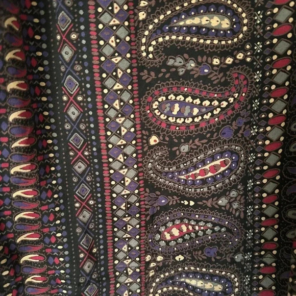 Vintage Rafaella Skirt Womens 8 Multicolor Pleated Pockets Paisley Boho Midi - Picture 14 of 16